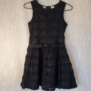 Girls Guess sleeveless black lace dress L 14